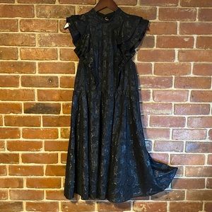H&M Black Shimmer Ruffle A-line Dress size 12